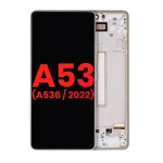 Samsung Galaxy A53 5G İle Uyumlu İçin Çerçeveli ekran Orijinal Ekranı(A536 2022) (6.46") (Aftermarket Plus) (Beyaz)
