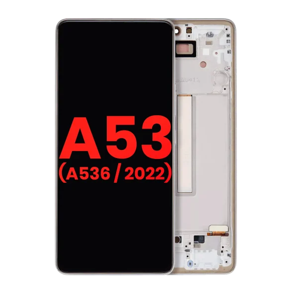 Samsung Galaxy A53 5G İle Uyumlu İçin Çerçeveli ekran Orijinal Ekranı(A536 2022) (6.46") (Aftermarket Plus) (Beyaz)