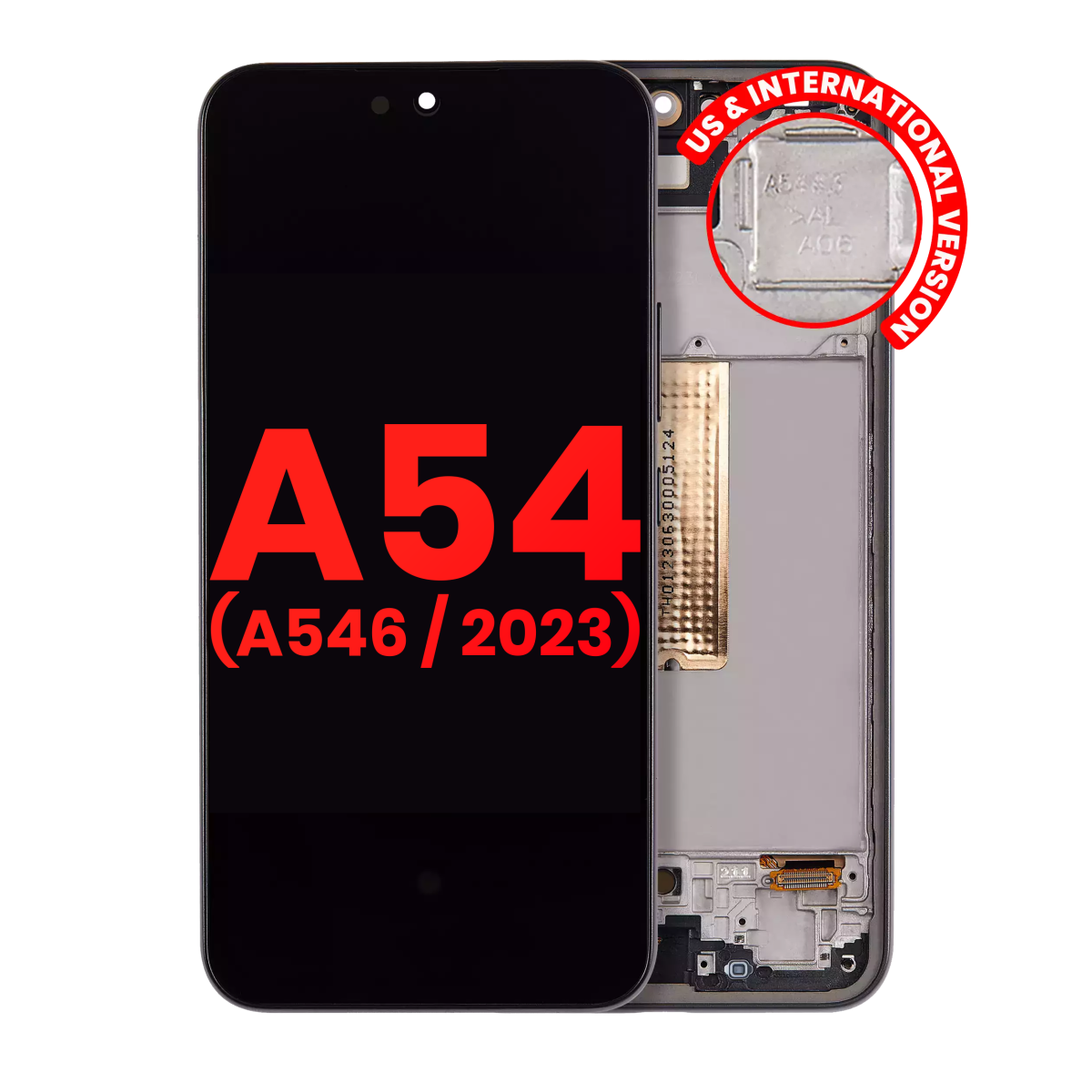 Samsung Galaxy A54 5G İle Uyumlu (A546 2023) - (Grafit) Çerçeveli ekran Orijinal Ekranı