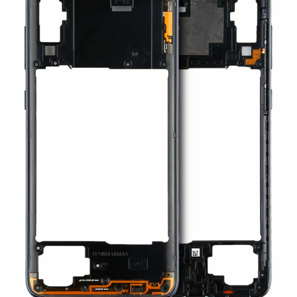 Samsung Galaxy A70 Orta İle Uyumlu Çerçeve Muhafazası (A705 2019) (Aftermarket Plus) (Siyah)
