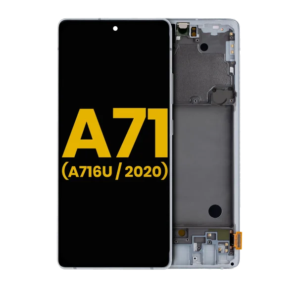Samsung Galaxy A71 5G İle Uyumlu İçin Çerçeveli ekran (A716U 2020) Orijinal (Prizma Küp Gümüş)  Orijinal Ekranı