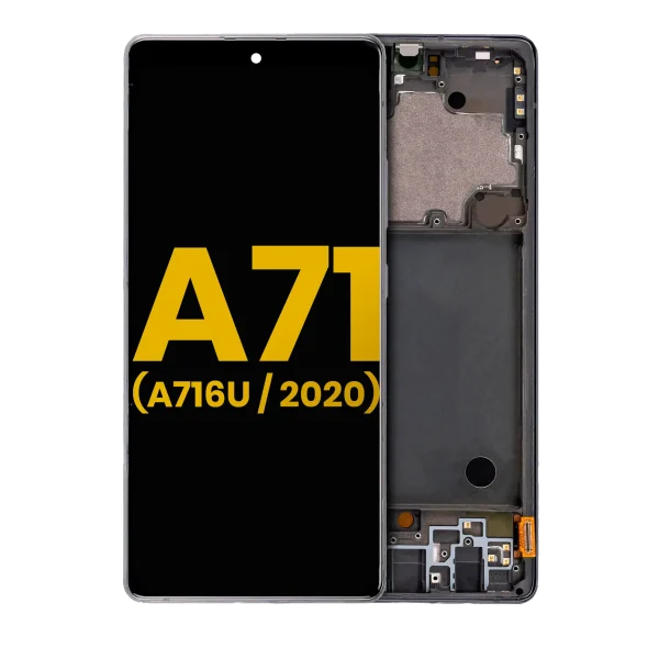 Samsung Galaxy A71 5G İle Uyumlu İçin Çerçeveli ekran (A716U 2020) Orijinal (Prizma Küp Siyah)  Orijinal Ekranı