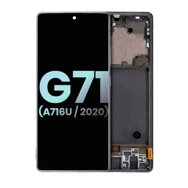 Samsung Galaxy A71 5G İle Uyumlu İçin Çerçeveli ekran (A716U 2020) (Servis Paketi) (Prizma Küp Siyah)  Orijinal Ekranı