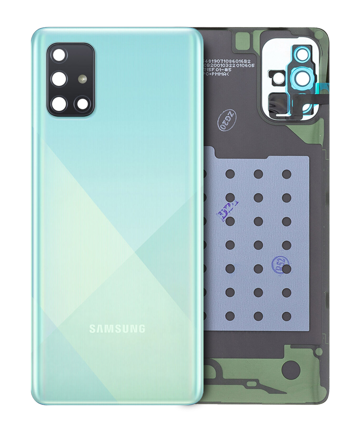 Samsung Galaxy A71 Arka İle Uyumlu Kapak Camı Kamera Lensiyle Uyumlu (A715 2020) (Servis Paketi) (Prizma Crush Mavi) - Görsel 5