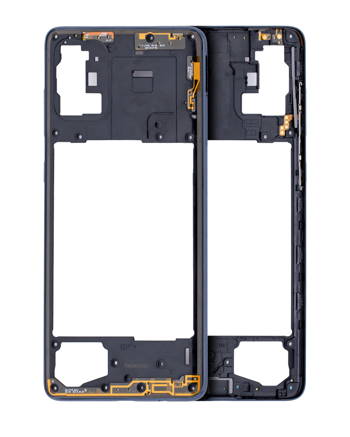 Samsung Galaxy A71 Orta İle Uyumlu Çerçeve Muhafazası (A715 2020) (Aftermarket Plus) (Prism Crush Siyah)
