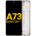 Samsung Galaxy A73 İle Uyumlu İçin Çerçeveli ekran (A735 2022) Orijinal (Beyaz)  Orijinal Ekranı