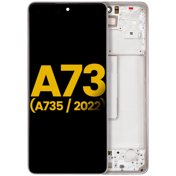 Samsung Galaxy A73 İle Uyumlu İçin Çerçeveli ekran (A735 2022) Orijinal (Beyaz)  Orijinal Ekranı