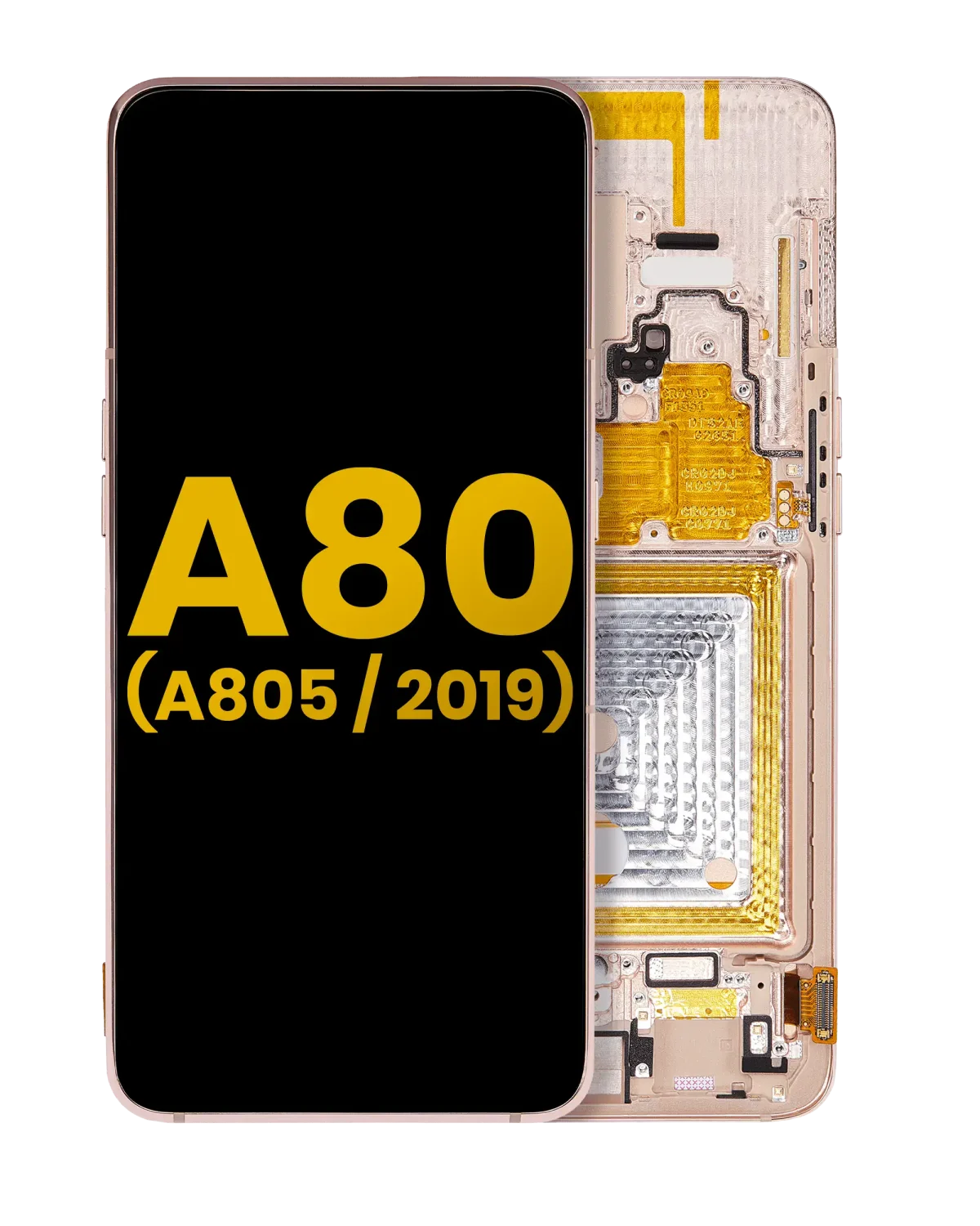 Samsung Galaxy A80 İle Uyumlu İçin Çerçeveli ekran (A805 2019) (Angel Gold) Orijinal  Orijinal Ekranı Uyumlu