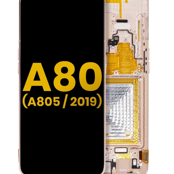 Samsung Galaxy A80 İle Uyumlu İçin Çerçeveli ekran (A805 2019) (Angel Gold) Orijinal  Orijinal Ekranı Uyumlu