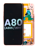 Samsung Galaxy A80 İle Uyumlu İçin Çerçeveli ekran (A805 2019) (Angel Gold) (Service Pack)  LCD Ekranı Uyumlu