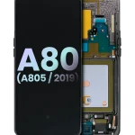 Samsung Galaxy A80 İle Uyumlu İçin Çerçeveli ekran (A805 2019) (Servis Paketi) (Phantom Siyah)  Orijinal Ekranı Uyumlu