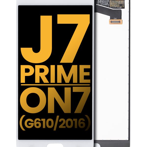 Samsung Galaxy J7 Prime İle Uyumlu Çerçevesiz ekran LCD Ekranı On7 (G610 2016) Orijinal (Beyaz)