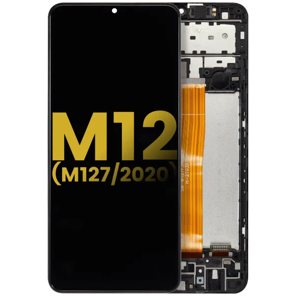 Samsung Galaxy M12 İle Uyumlu İçin Çerçeveli ekran (M127 2020) Orijinal (Tüm Renkler)  LCD Ekranı Uyumlu