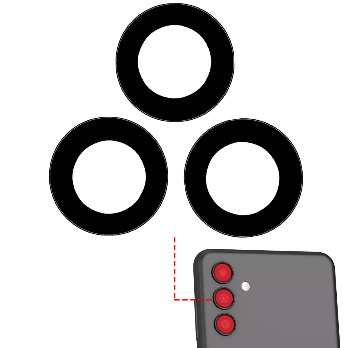 Samsung Galaxy M14 İle Uyumlu Arka Kamera Lensi (Sadece Cam) Yapışkanlı - Görsel 2