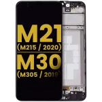 Samsung Galaxy M21 İle Uyumlu (M215 2020) M30 (M305 2019) Orijinal (Siyah) Çerçeveli ekran Orijinal Ekranı