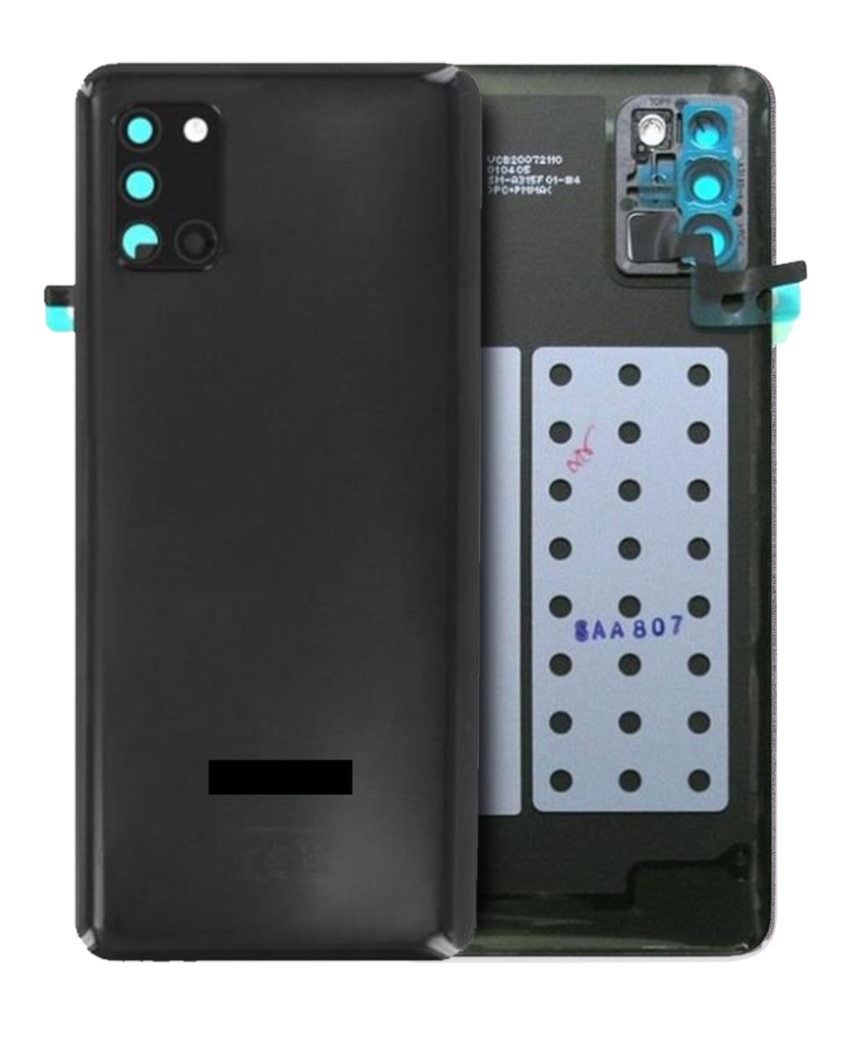 Samsung Galaxy M31 Arka İle Uyumlu Kapak Camı Kamera Lensiyle Uyumlu (Servis Paketi) (Siyah)