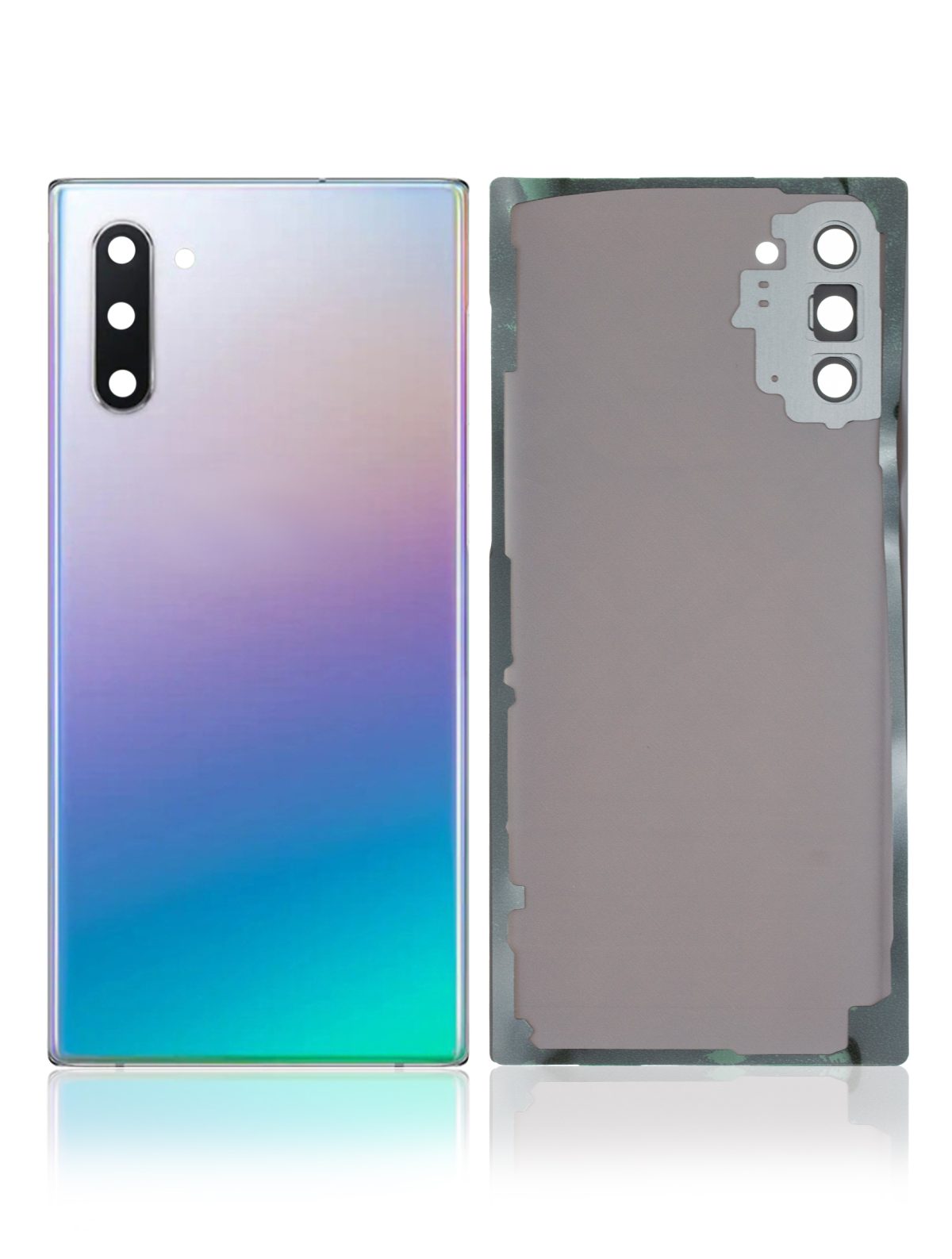 Samsung Galaxy Note 10 Arka Kapak Camı Kamera Lensli(Service Pack) (Aura Glow / Gümüş) - Görsel 2