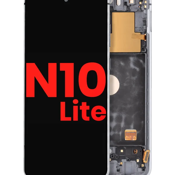 Samsung Galaxy Note 10 Lite İle Uyumlu Çerçeveli ekran oled Ekranı  (Aftermarket Plus) (Aura Glow / Gümüş)