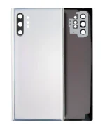 Samsung Galaxy Note 10 Plus 5G Arka Kapak Camı Kamera Lensli (Servis Paketi) (Aura Glow / Gümüş)