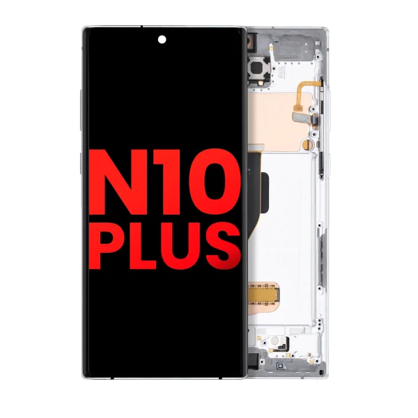 Samsung Galaxy Note 10 Plus 5G İçin Çerçeveli ekran oled Ekranı (Aftermarket Plus) (Aura Beyazı)