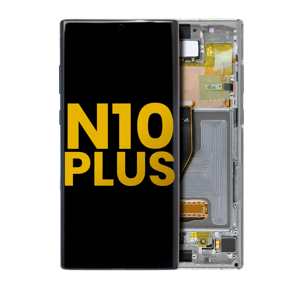 Samsung Galaxy Note 10 Plus / 5G Orijinal (Aura Glow / Gümüş) İçin Çerçeveli ekran Orijinal Ekranı