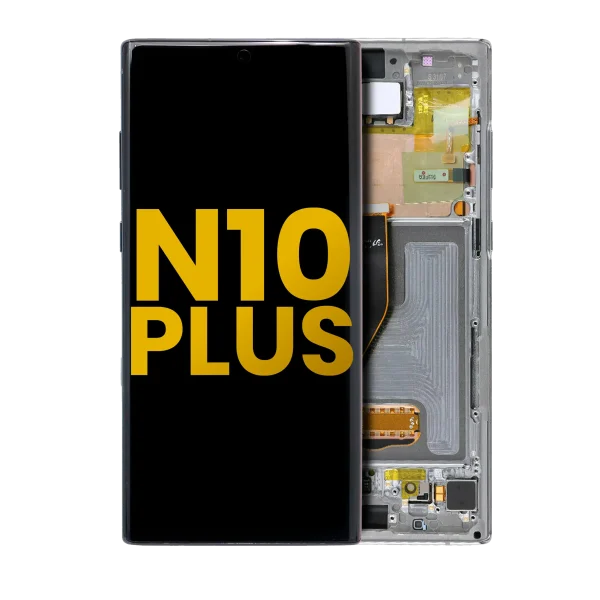 Samsung Galaxy Note 10 Plus / 5G Orijinal (Aura Glow / Gümüş) İçin Çerçeveli ekran Orijinal Ekranı