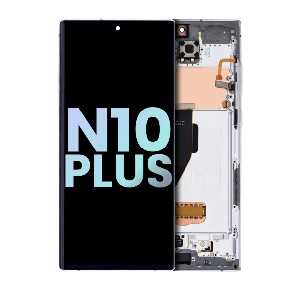 Samsung Galaxy Note 10 Plus / 5G (Service Pack) (Aura Beyaz) İçin Çerçeveli ekran Orijinal Ekranı Uyumlu