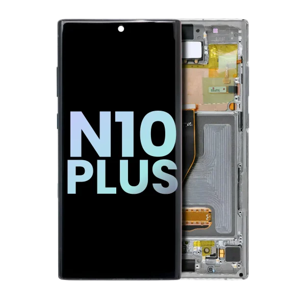 Samsung Galaxy Note 10 Plus / 5G (Service Pack) (Aura Glow / Silver) İçin Çerçeveli ekran Orijinal Ekranı