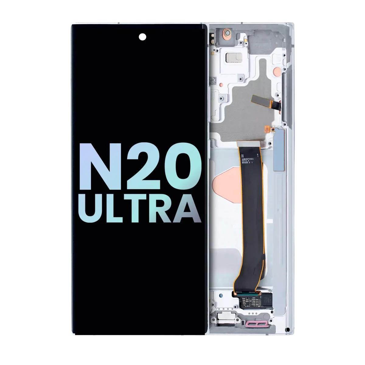 Samsung Galaxy Note 20 Ultra 5G (Service Pack) (Mystic White) İçin Çerçeveli ekran Orijinal Ekranı
