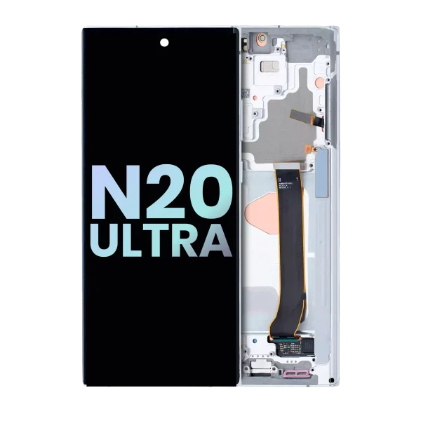 Samsung Galaxy Note 20 Ultra 5G (Service Pack) (Mystic White) İçin Çerçeveli ekran Orijinal Ekranı