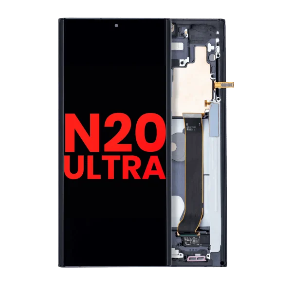 Samsung Galaxy Note 20 Ultra 5G Uyumlu Çerçeveli ekran OLED Ekranı(Aftermarket Plus) (Mystic Black)