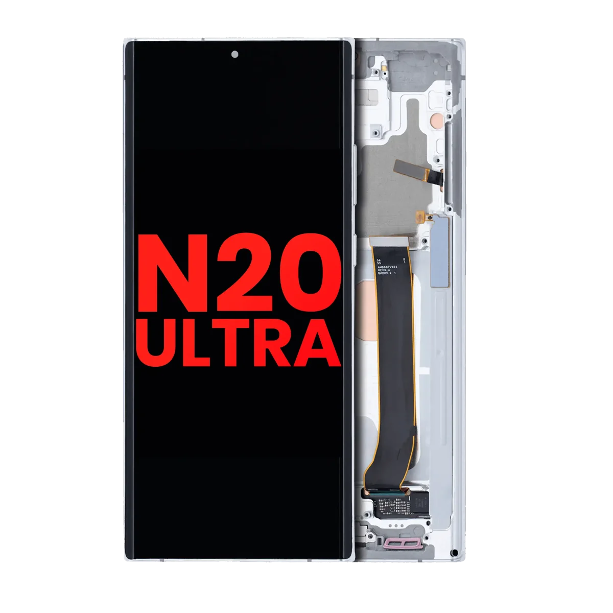Samsung Galaxy Note 20 Ultra 5G Uyumlu Çerçeveli ekran OLED Ekranı(Aftermarket Plus) (Mystic White)