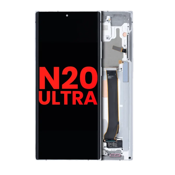 Samsung Galaxy Note 20 Ultra 5G Uyumlu Çerçeveli ekran OLED Ekranı(Aftermarket Plus) (Mystic White)