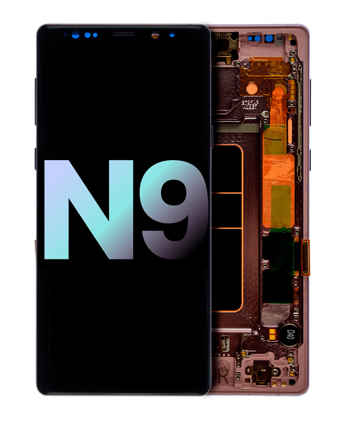 Samsung Galaxy Note 9 (Service Pack) (Metalik Bakır) İle Uyumlu Çerçeveli ekran Orijinal Ekranı