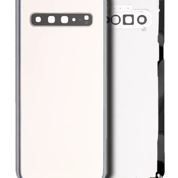 Samsung Galaxy S10 5G İle Uyumlu Arka Kapak Camı Kamera Lensiyle Uyumlu (Servis Paketi) (Taç Gümüşü)