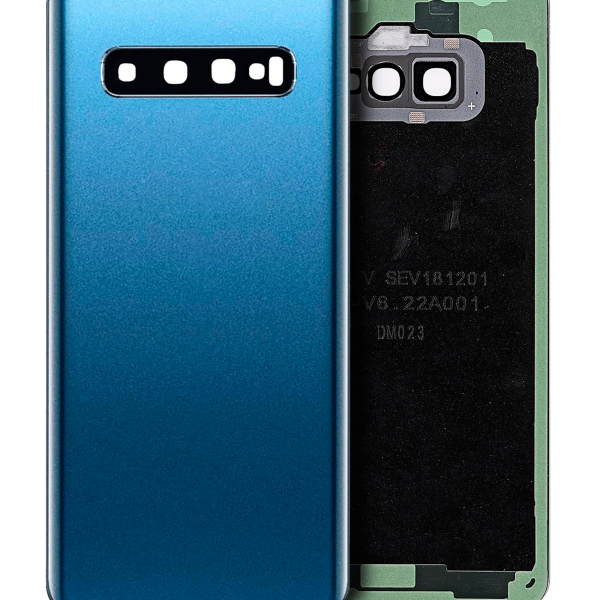 Samsung Galaxy S10 Arka İle Uyumlu Kapak Cam Kamera Lensli  (Aftermarket Plus) (Prizma Mavisi)