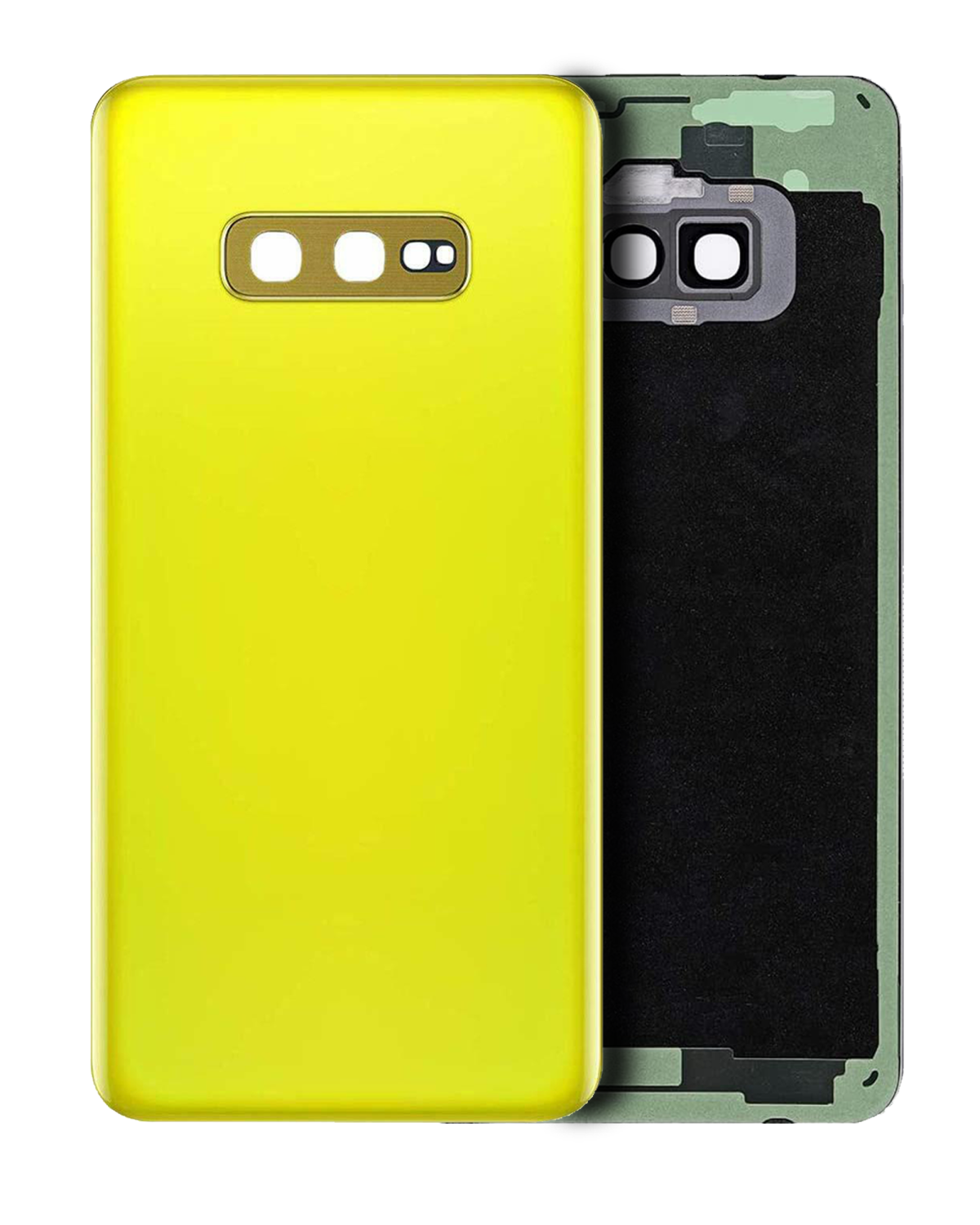 Samsung Galaxy S10 Arka İle Uyumlu Kapak Cam Kamera Lensli E  (Kanarya Sarısı)