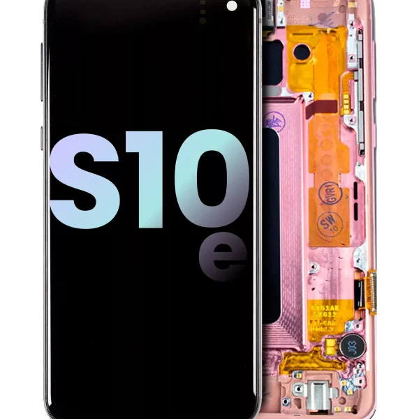 Samsung Galaxy S10 E İle Uyumlu (Service Pack) (Flamingo Pembesi) Çerçeveli ekran Orijinal Ekranı
