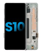 Samsung Galaxy S10 İle Uyumlu Çerçeveli ekran LCD Ekranı (Parmak İzi Sensörü Olmadan) (Satış Sonrası Artı: TFT) (Prizma Beyazı)