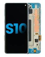 Samsung Galaxy S10 İle Uyumlu Çerçeveli ekran LCD Ekranı (Parmak İzi Sensörü Olmadan) (Satış Sonrası Artı: TFT) (Prizma Mavisi)