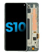 Samsung Galaxy S10 İle Uyumlu Çerçeveli ekran LCD Ekranı (Parmak İzi Sensörü Olmadan) (Satış Sonrası Artı: TFT) (Prizma Yeşili)