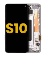 Samsung Galaxy S10 İle Uyumlu İçin Çerçeveli ekran Orijinal (Prizma Beyazı)  Orijinal Ekranı Uyumlu