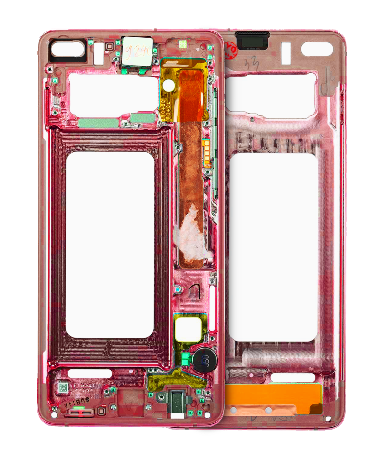 Samsung Galaxy S10 İle Uyumlu Orta Çerçeve Muhafaza (Küçük Parçalarla) (Kardinal Kırmızısı)