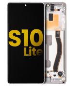Samsung Galaxy S10 Lite İle Uyumlu İçin Çerçeveli ekran Orijinal (Prizma Beyazı)  Orijinal Ekranı Uyumlu