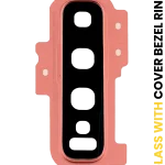 Samsung Galaxy S10 Plus İle Uyumlu Arka Kamera Lensi Çerçeveli Halkalı (Pembe)