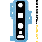 Samsung Galaxy S10 Plus İle Uyumlu Arka Kamera Lensi Çerçeveli Halkalı (Prizma Mavi)