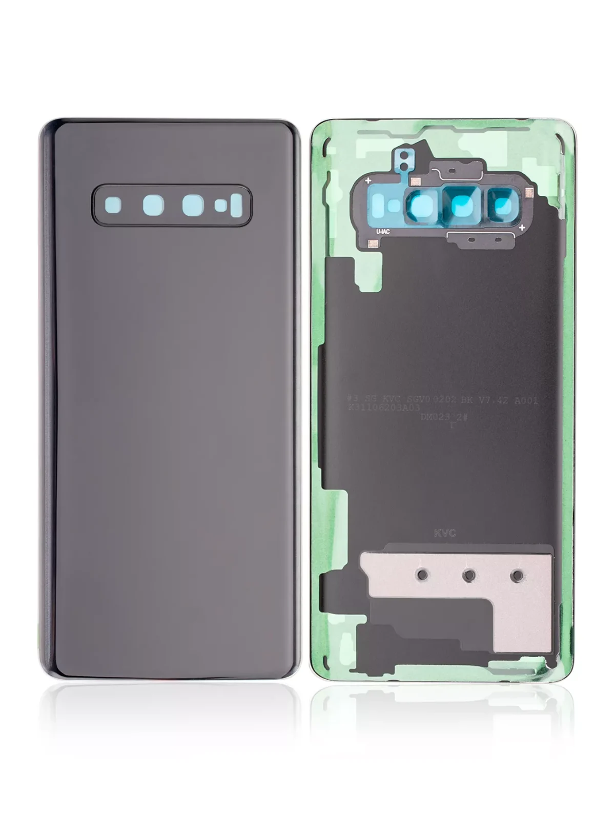 Samsung Galaxy S10 Plus İle Uyumlu Arka Kapak Cam Kamera Lensli (Service Pack) (Prizma Siyah) - Görsel 2