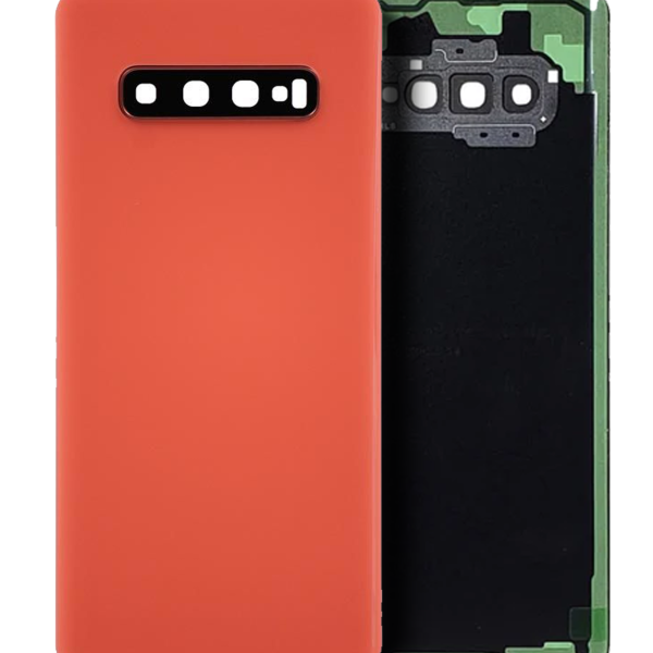 Samsung Galaxy S10 Plus İle Uyumlu Arka Kapak Camı Kamera Lensiyle Uyumlu (Servis Paketi) (Flamingo Pembesi)
