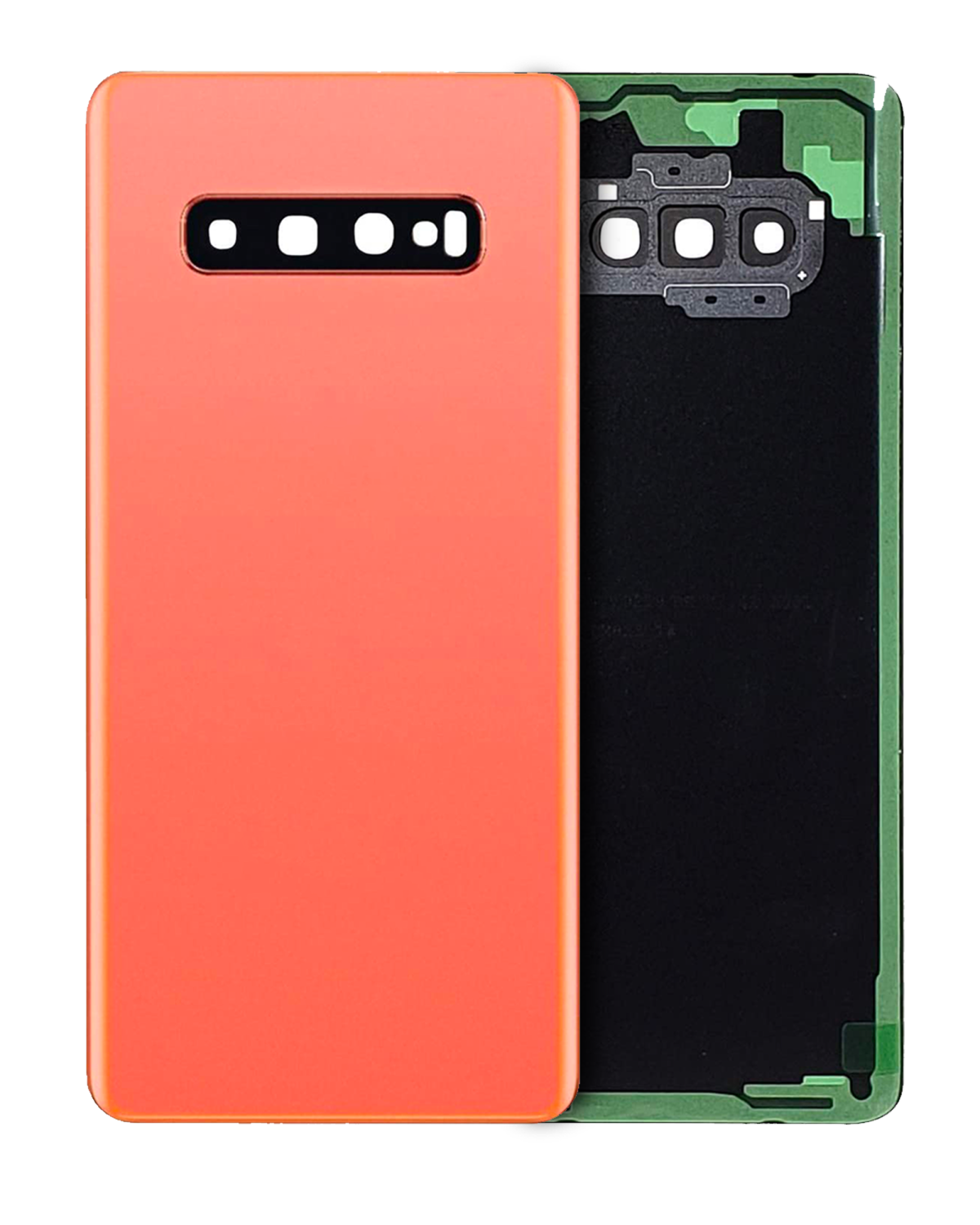 Samsung Galaxy S10 Plus İle Uyumlu Arka Kapak Camı Kamera Lensli  (Flamingo Pembesi)