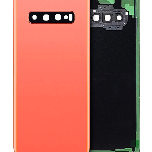 Samsung Galaxy S10 Plus İle Uyumlu Arka Kapak Camı Kamera Lensli  (Flamingo Pembesi)